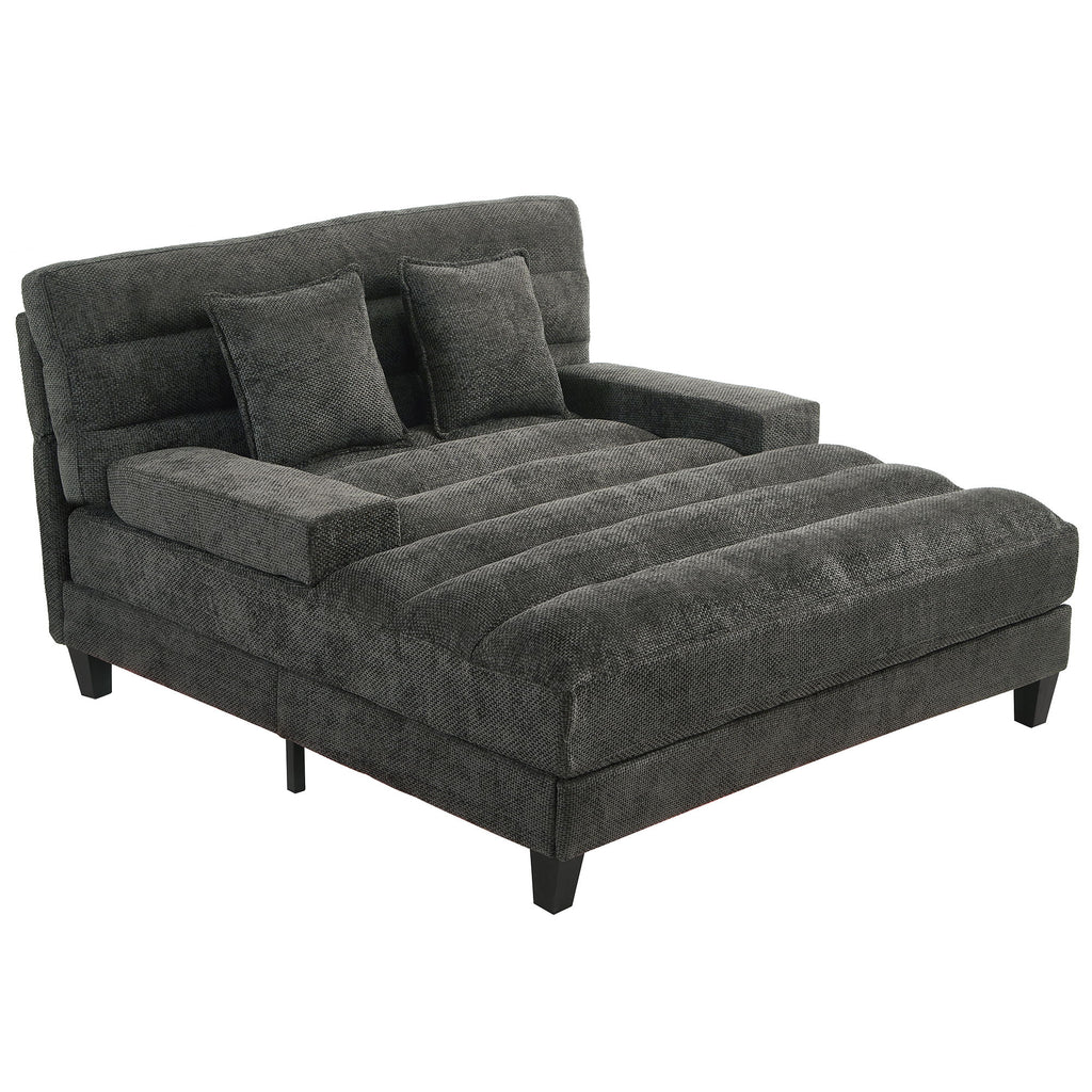 Chaise Bed Lounge Sofa Chair With Adjustable Backrest And LED Light Strip