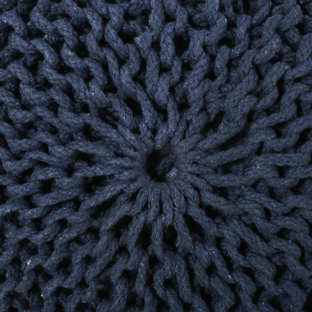 Bordeaux - Knitted Cotton Round Pouf Ottoman, Floor Cushion