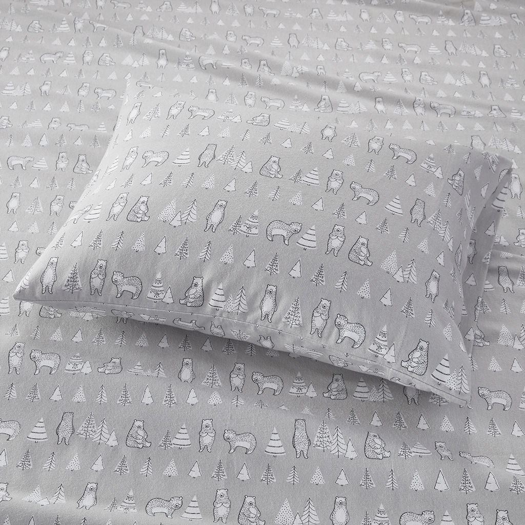 Cozy Flannel - Twin Long Printed Sheet Set - Bear