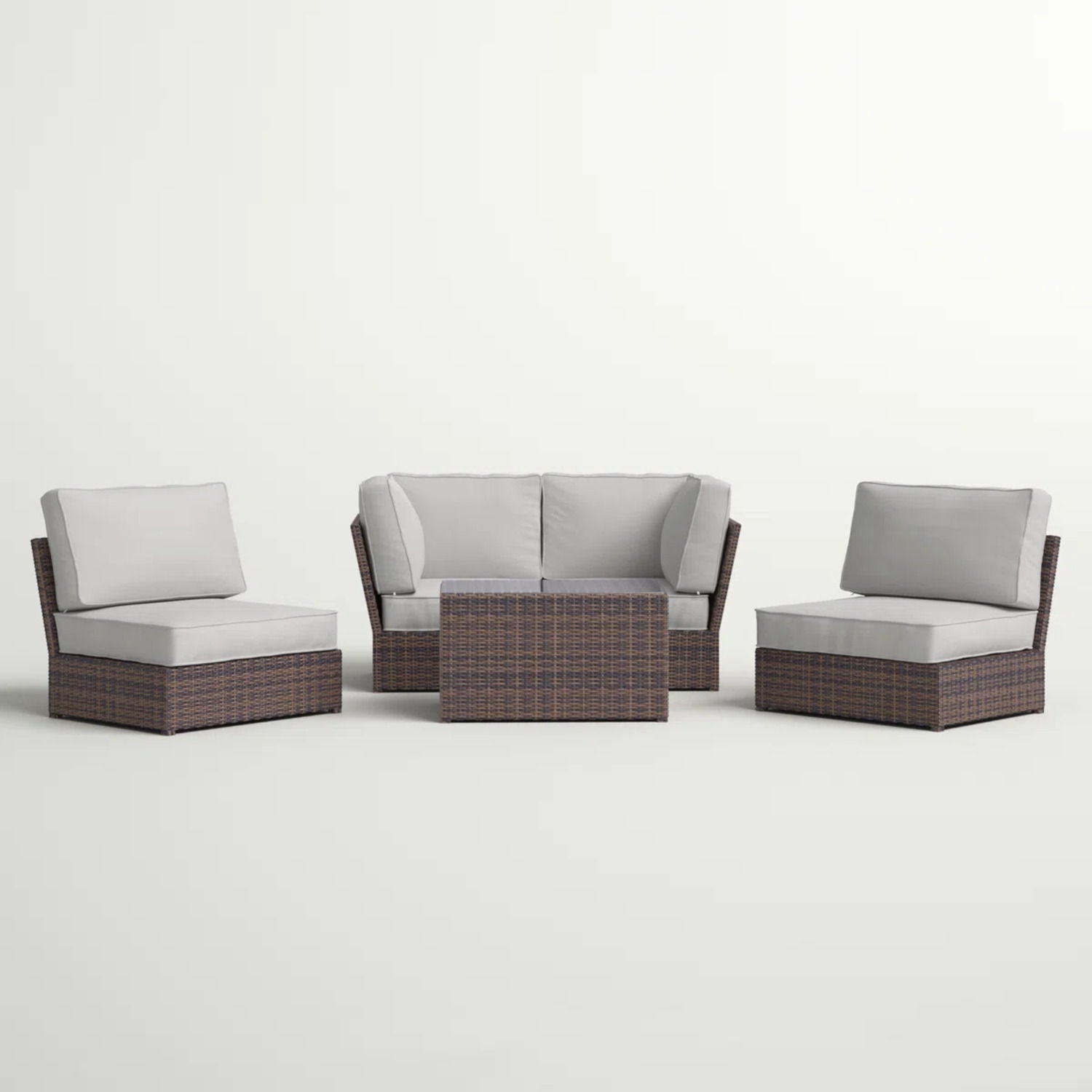 Comfortable Modern Patio Rattan Sectional Set With Cushions