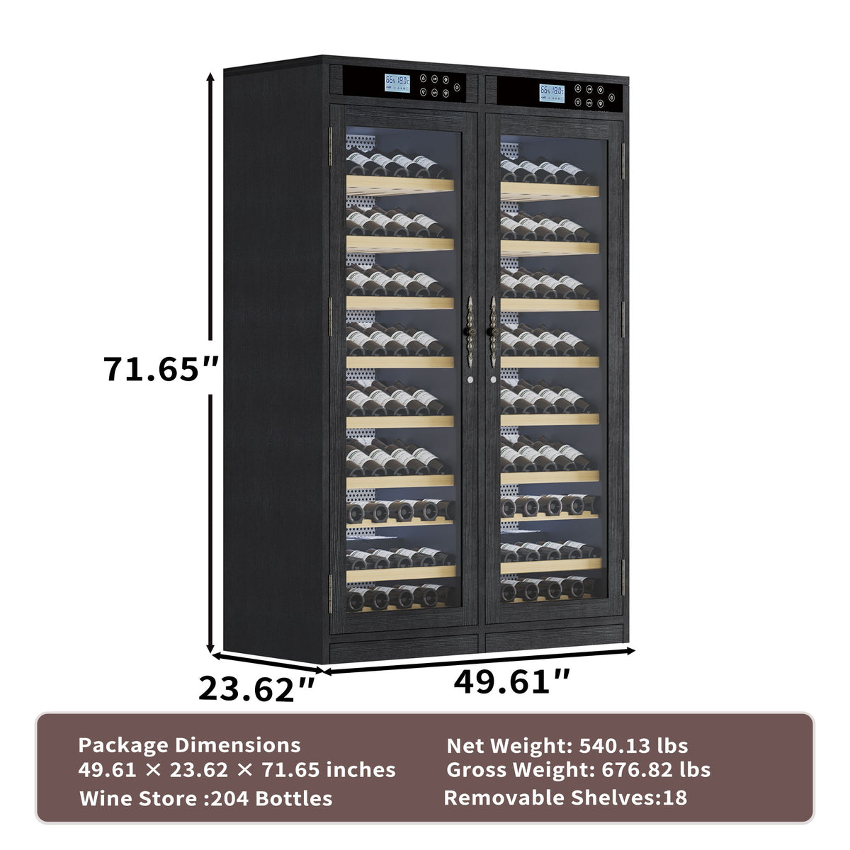 Wine Cooler With Dual Zone Temperature Control, Vacuum Insulated Door - Black