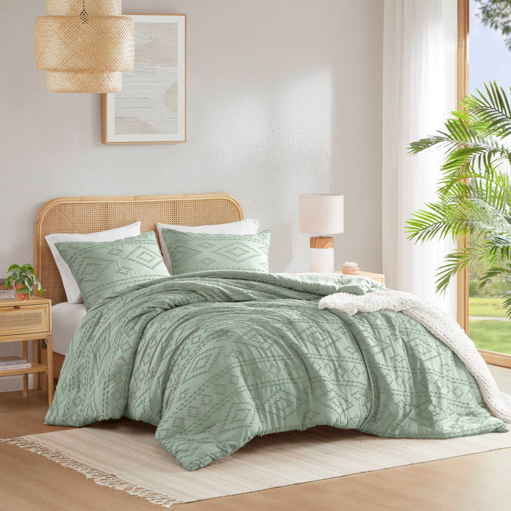 Gigi - Twin/Twin Long Comforter Mini Set - Sage Green