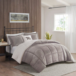 Alton - King Down Alternative Comforter Set - Gray / Ivory