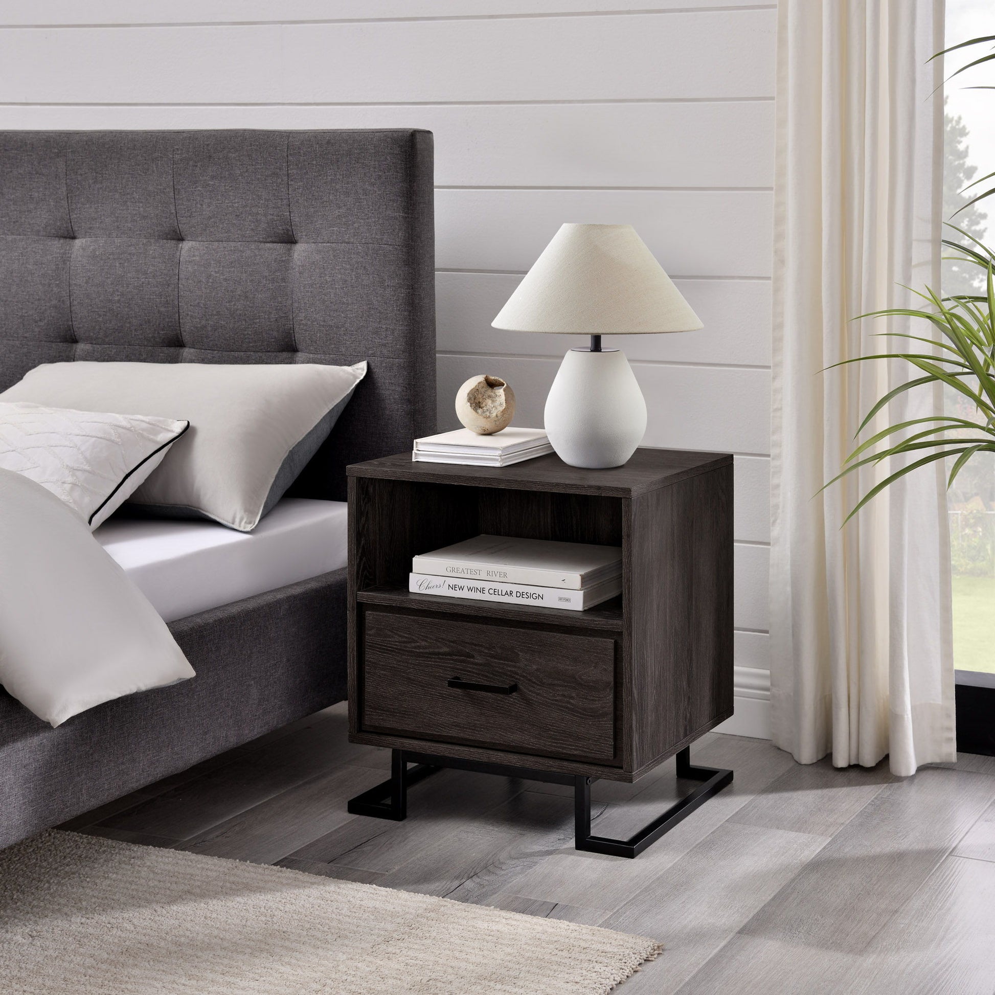 1 Drawer Nightstand - Charcoal
