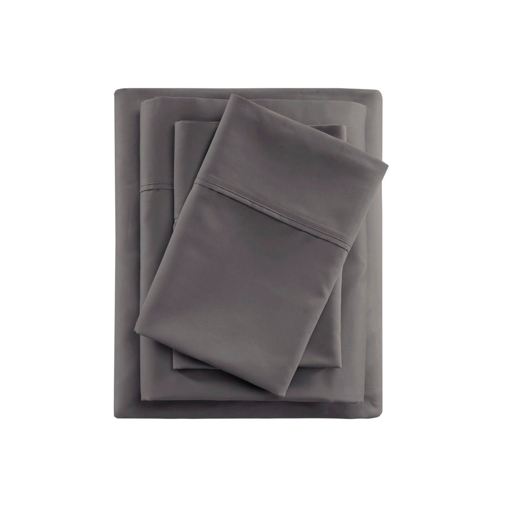 600 Thread Count - Cooling Cotton Blend 4 Piece Queen Sheet Set - Charcoal