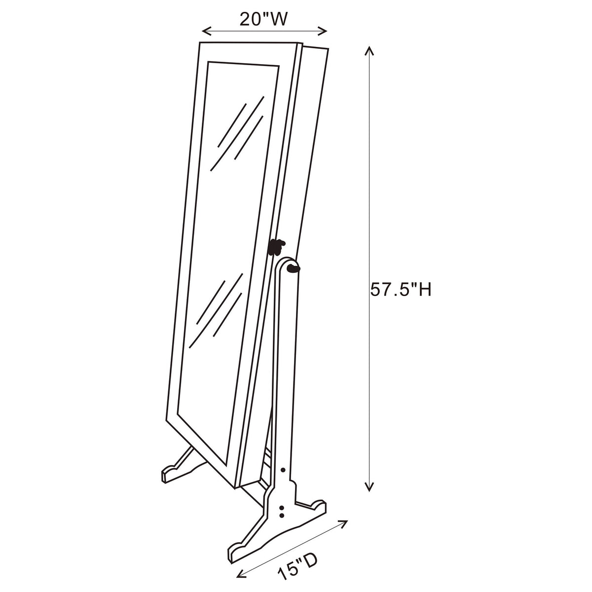 Rosalba - Jewelry Cheval Mirror With Tilting Full Length Mirror And Hidden Storage - Light Gray