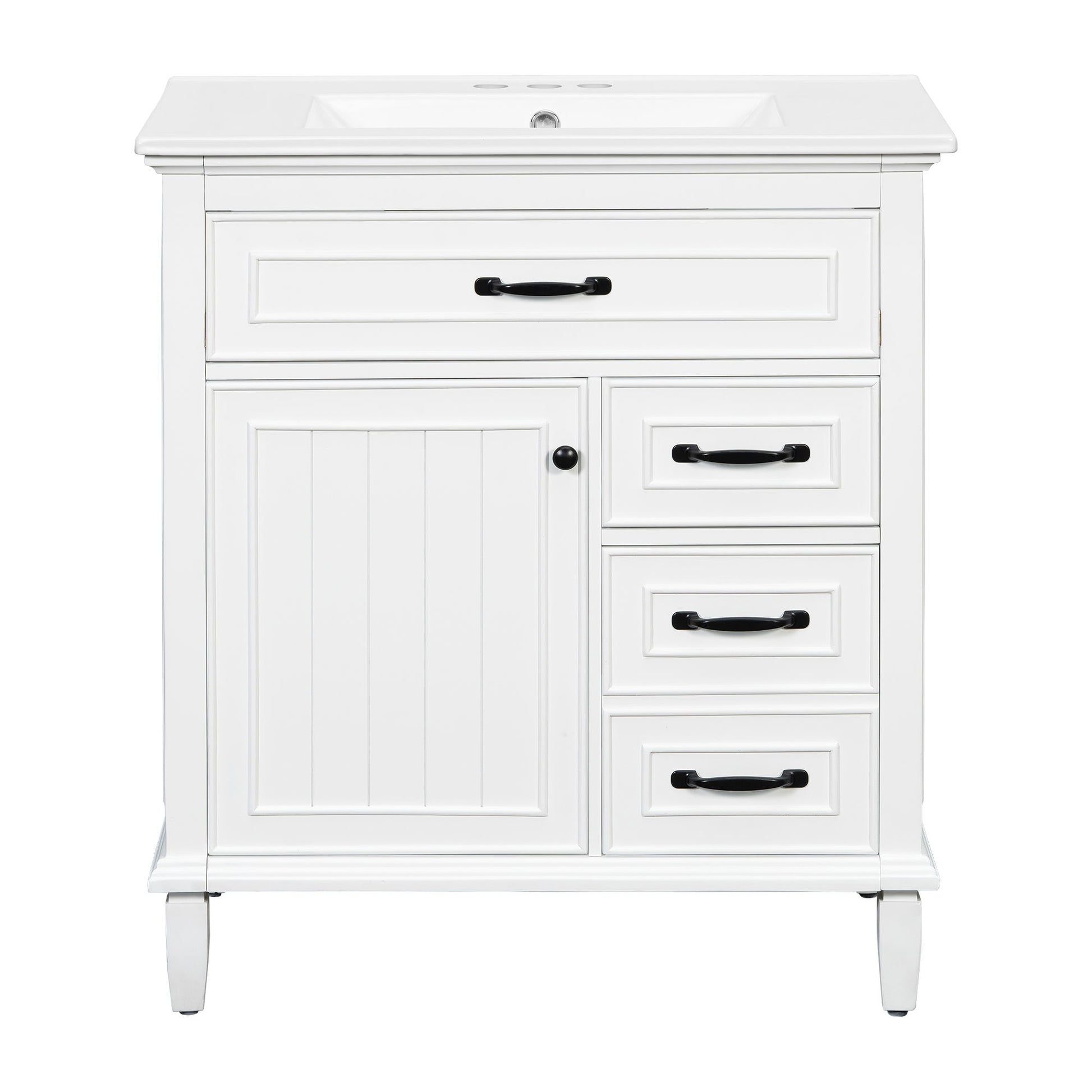 Bathroom Vanity With Sink Top, Flip Drawers, Adjustable Shelf