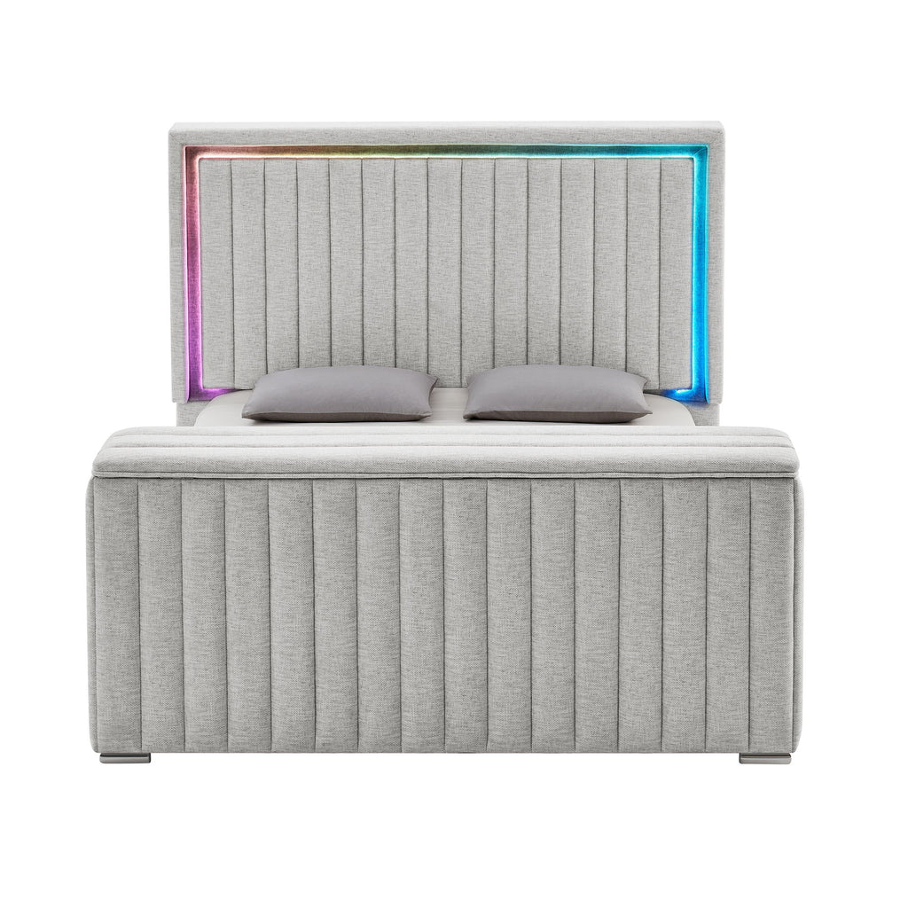 Elliot - Bed With Immersive Sound, LED Lighting, Fireplace Footboard, TV Lift