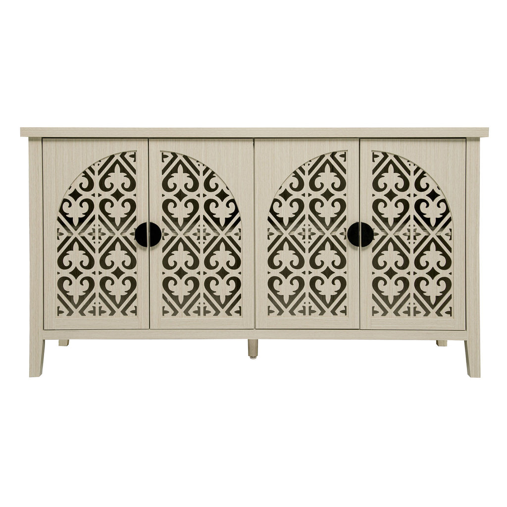 Hollowed Out Cabinet With 4 Doors, Suitable For Bedroom - Natural