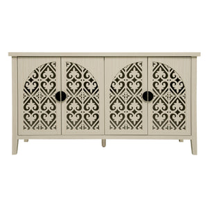 Hollowed Out Cabinet With 4 Doors, Suitable For Bedroom - Natural