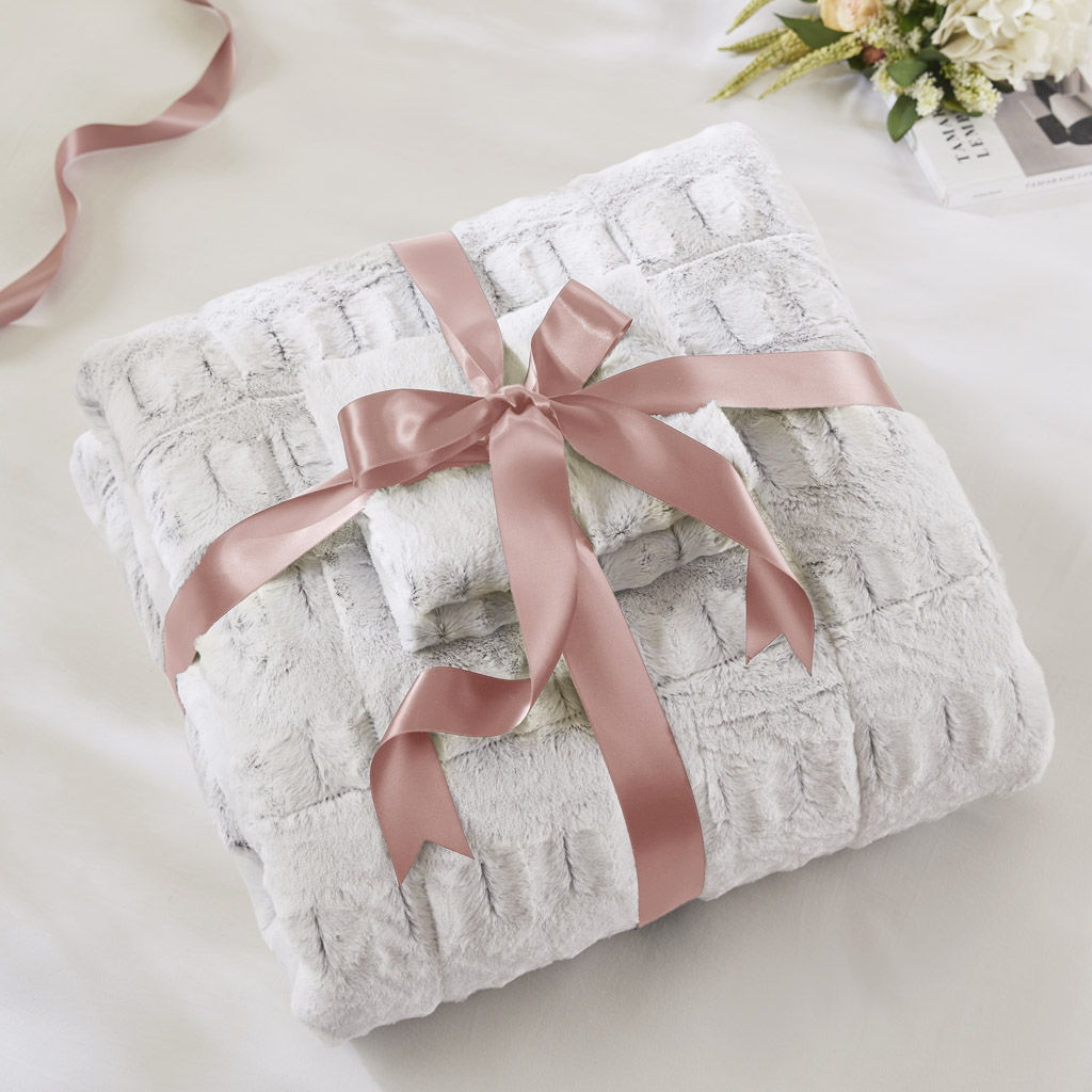 Gia - King Back Print Long Comforter Mini Set - Gray