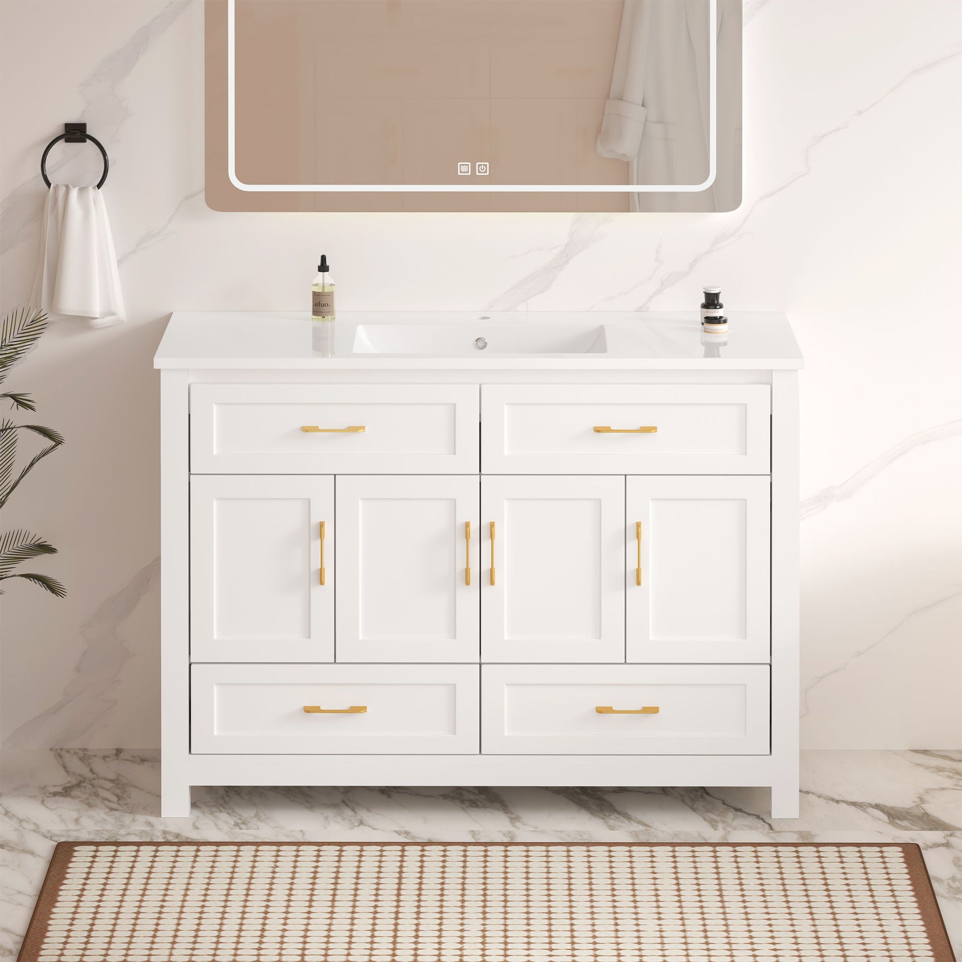 Bathroom Vanity With Sink Combo, 4 Soft Close Doors And 4 Drawers