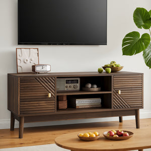TV Stand, Entertainment Center With Storage, Media Console Table For Living Room - Walnut