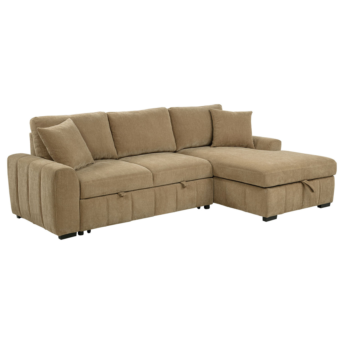 Logan - Sleeper Sectional Sofa With Right Arm Chaise - Camel