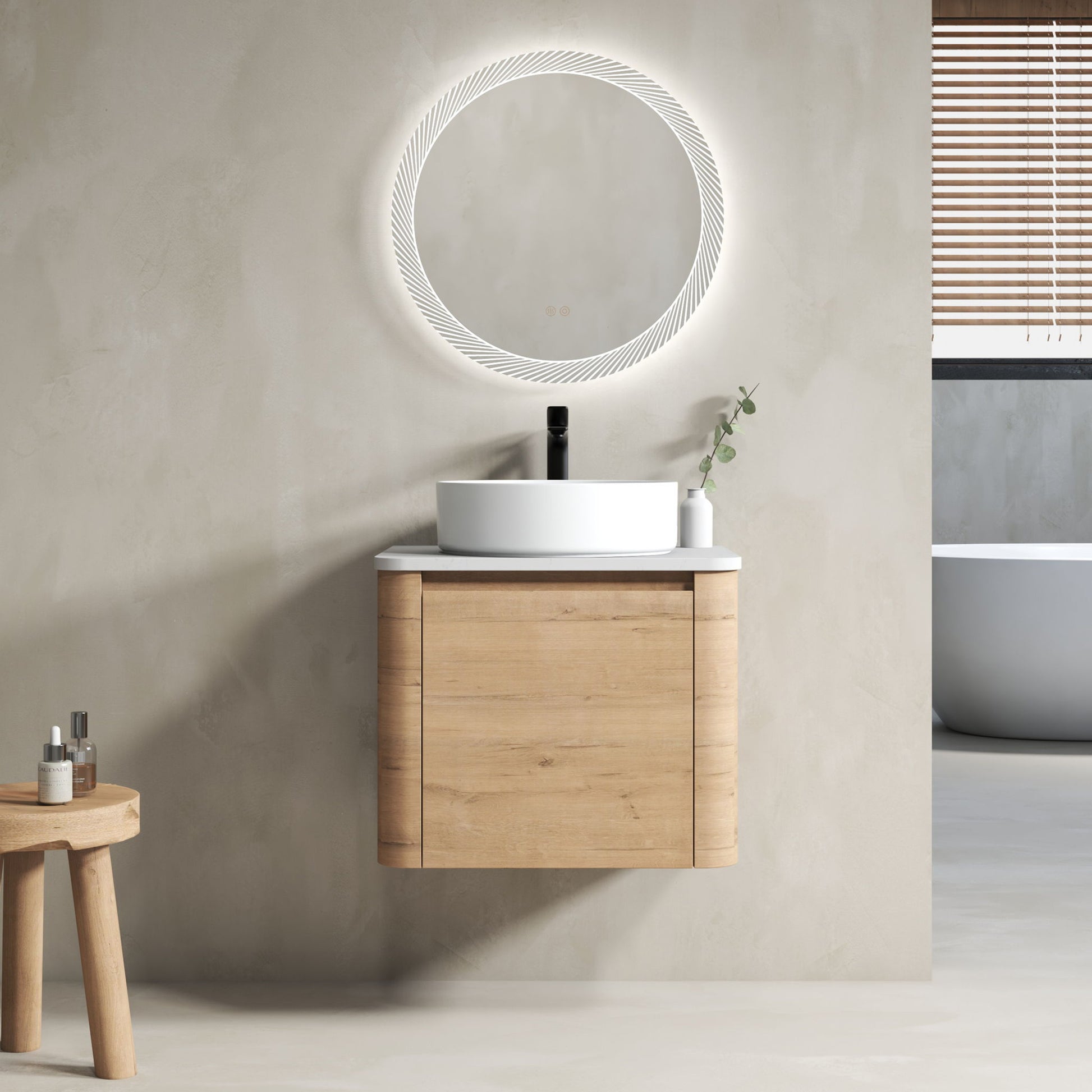 Wall Mounted Bathroom Vanity & Art Sink & 1 Soft Close Door