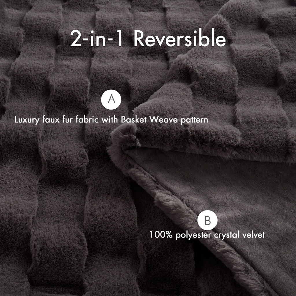 Vivienne - Faux Fur Throw - Gray