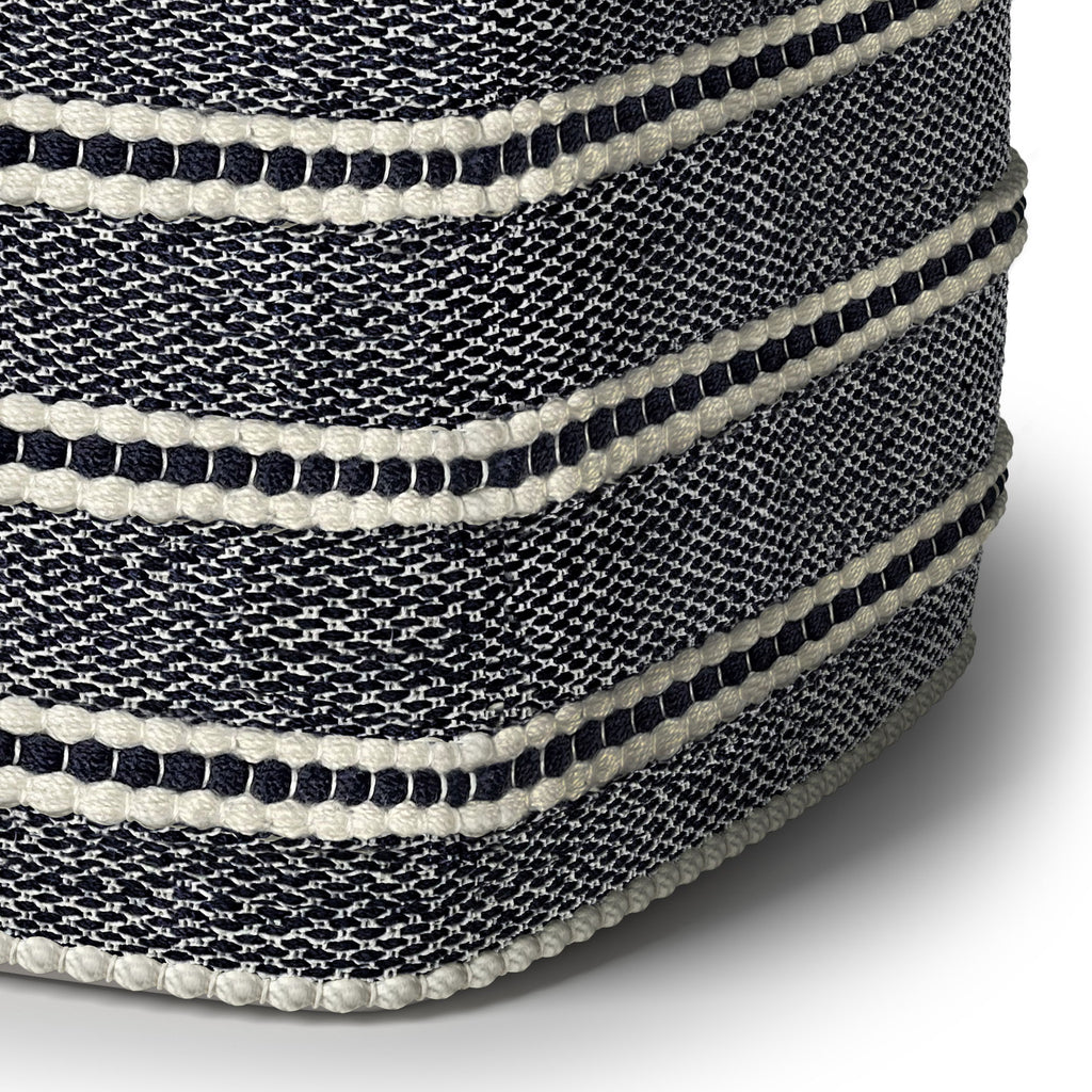 Corrie - Square Outdoor / Indoor Pouf - Navy / White