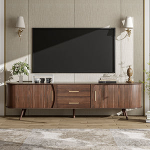TV Stand For 80" TV, Entertainment Center With Storage - Dark Brown