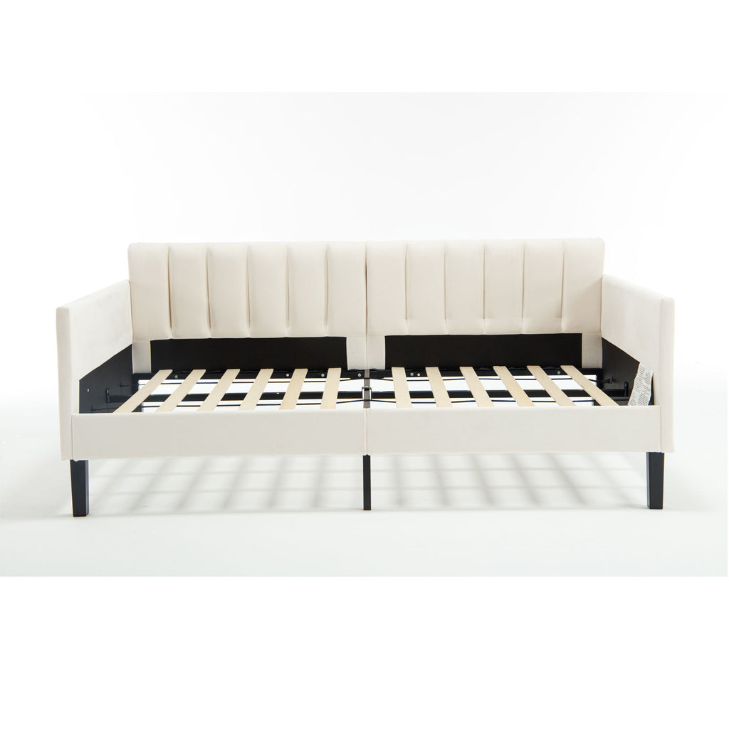 Elena - Boucle Upholstered Daybed, Ribbed Tufted Backrest
