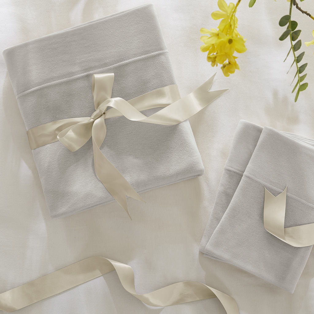 Blend Jersey Knit - 4 Piece King All Season Sheet Set - Gray