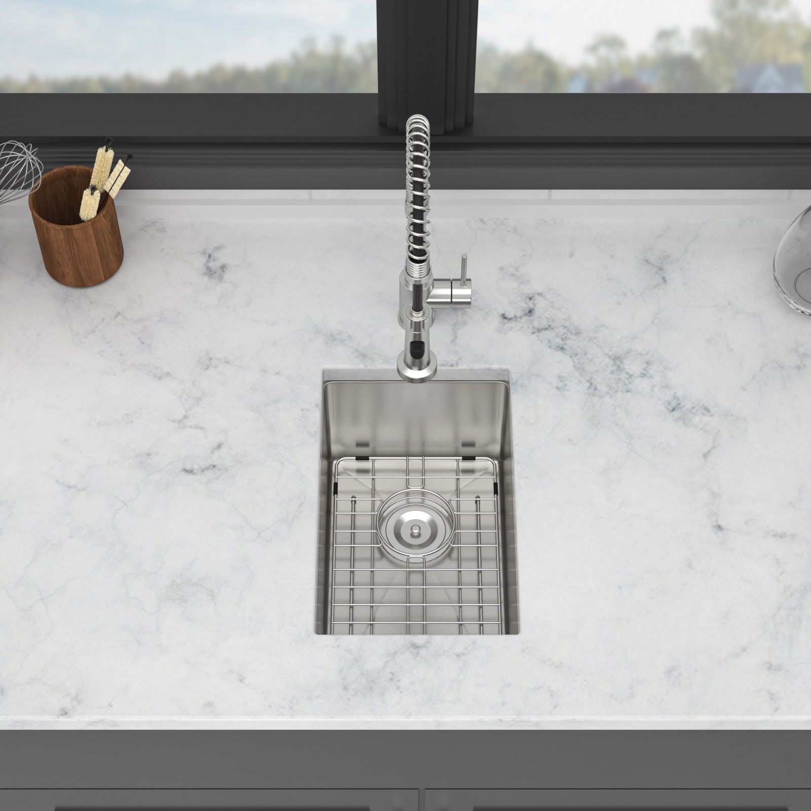 Undermount Steel Kitchen Sink, Deep Single Bowl Basin