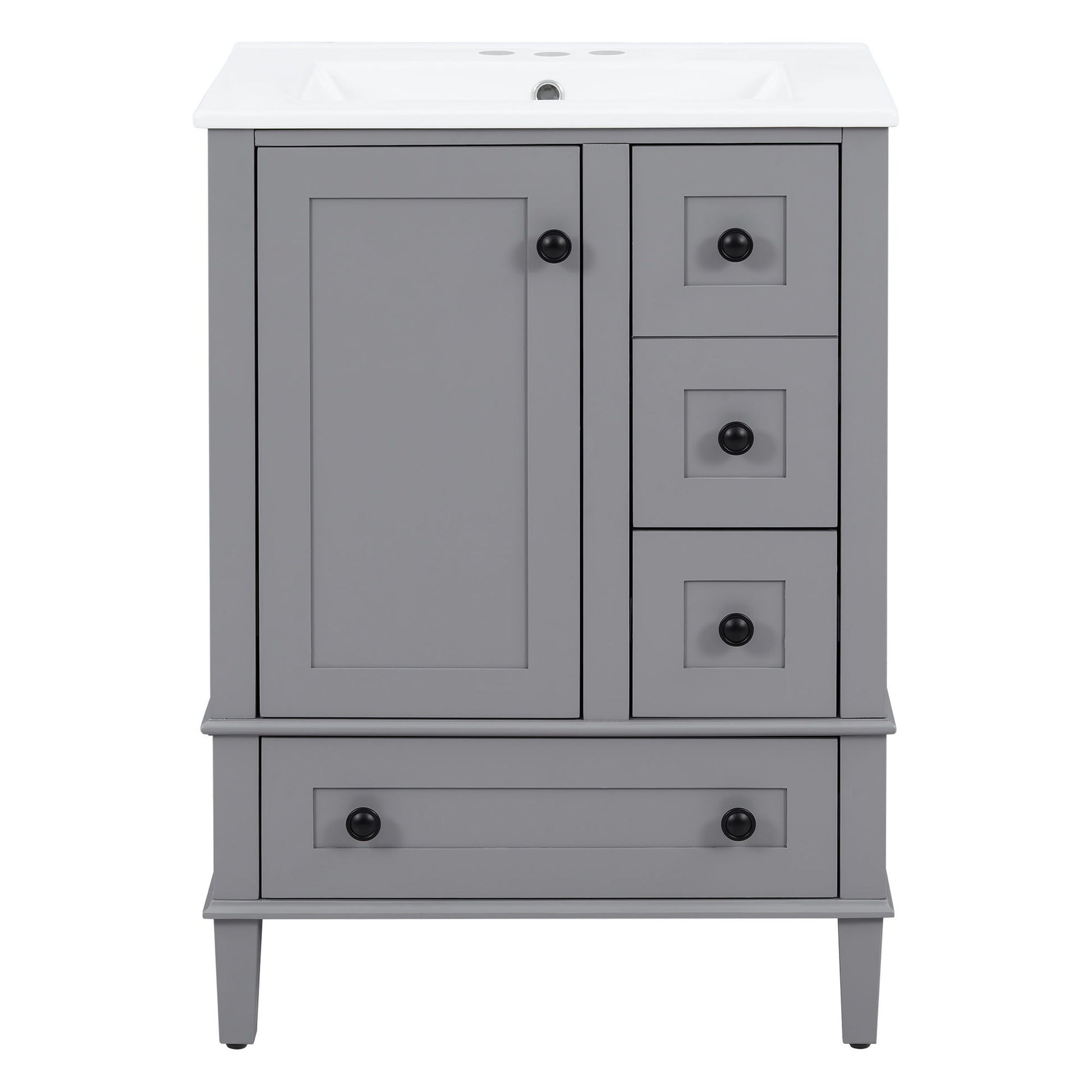 Bathroom Vanity With Integrated Basin, Soft Close Drawers, Door Mounted Double Layer Shelf