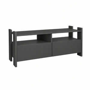 TV Stand For TVs Up To 55" With Open Shelves And 2 Drawers - Carbon Gray