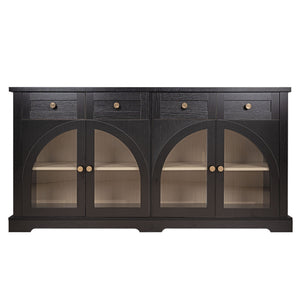 Sideboard Cabinet With 4 Drawers And 4 Arched Glass Doors