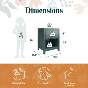 Haven - 1 Drawer Nightstand - Green