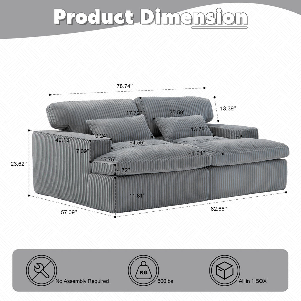 Double Chaise Lounge Chair, Oversized Upholstered Sleeper Cloud Couch