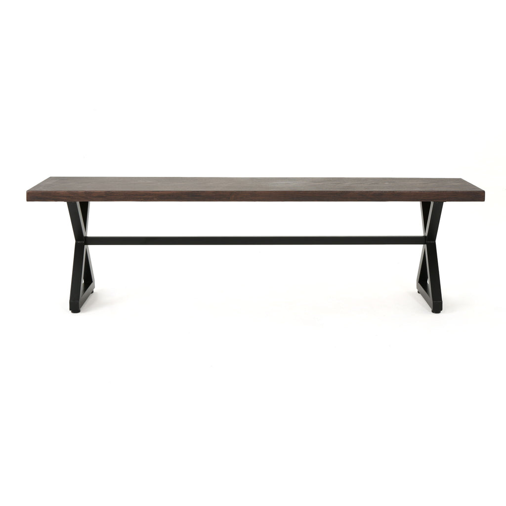 Modern Aluminum Outdoor Dining Bench With X Base