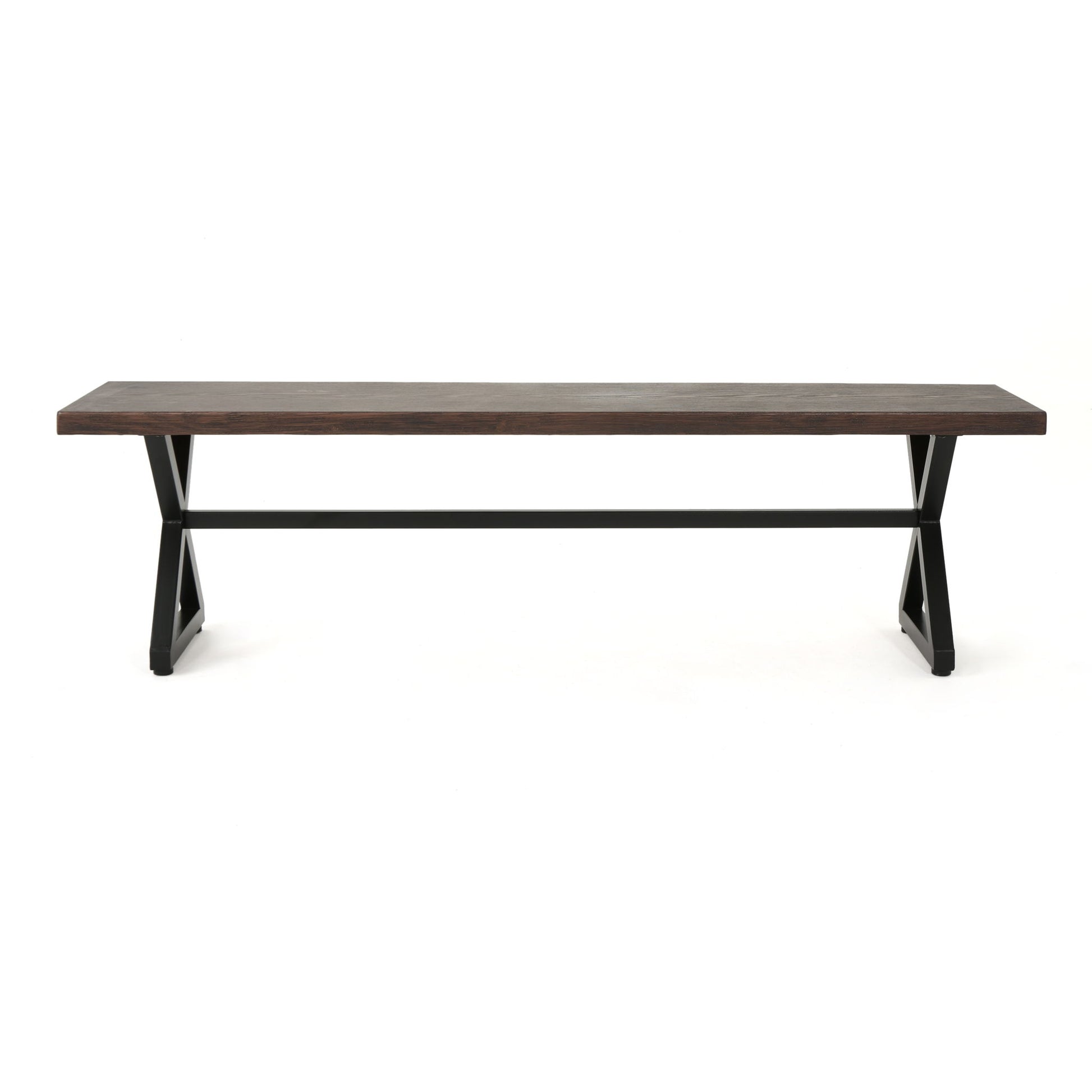 Modern Aluminum Outdoor Dining Bench With X Base