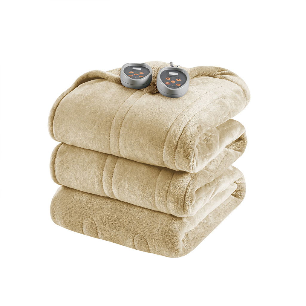 Heated Microlight to Berber - King Blanket - Tan