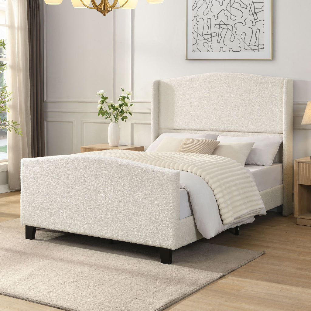 Platform Bed Frame With Tall Headboard And High Footboard