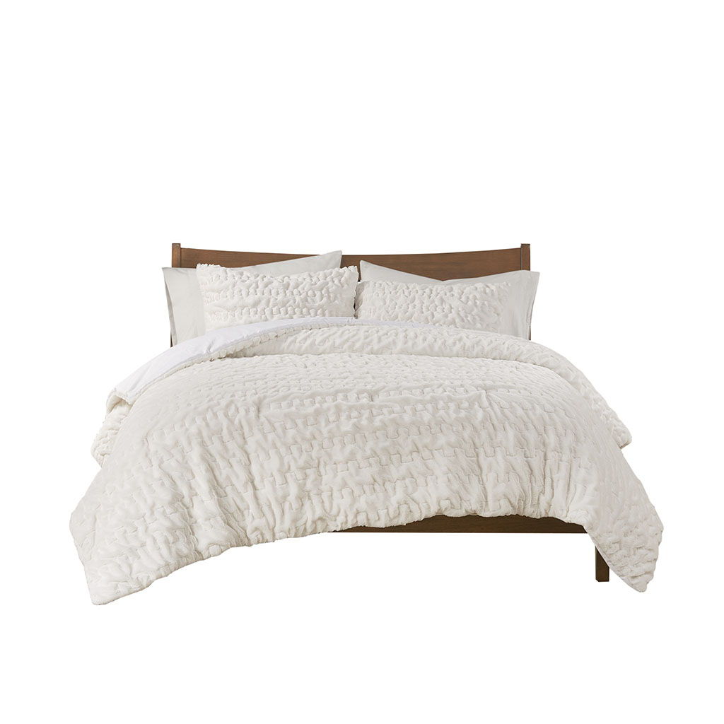 Blair - Ruched Fur Down Alternative Comforter Set - Ivory