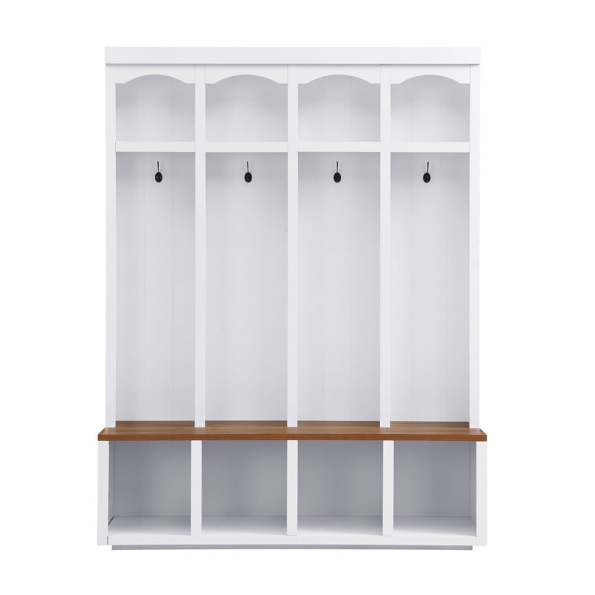 Entryway Hall Tree With Bench, 4 Hooks & Open Storage Space