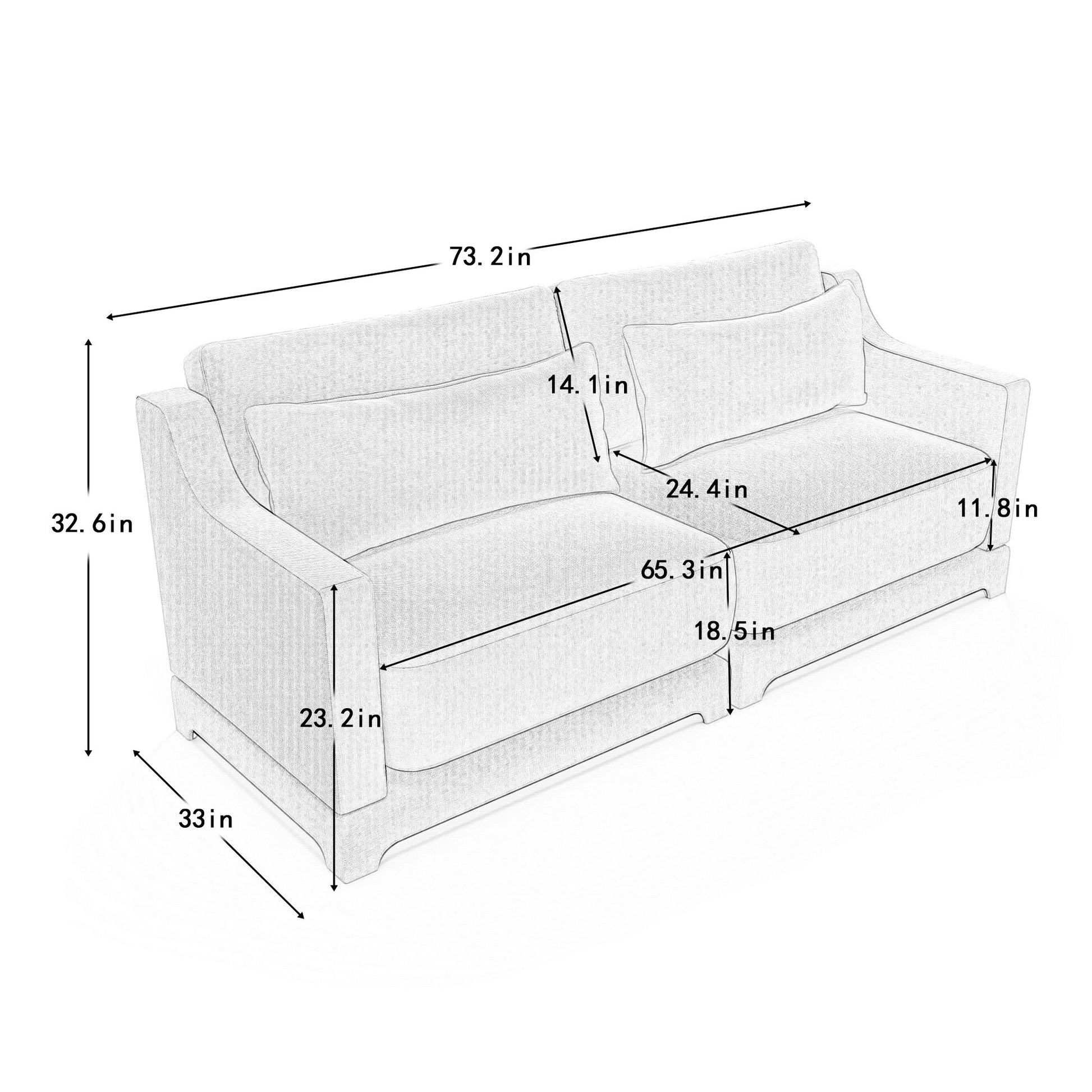 Elegant Sofa With Ergonomic Design And Lumbar Pillows