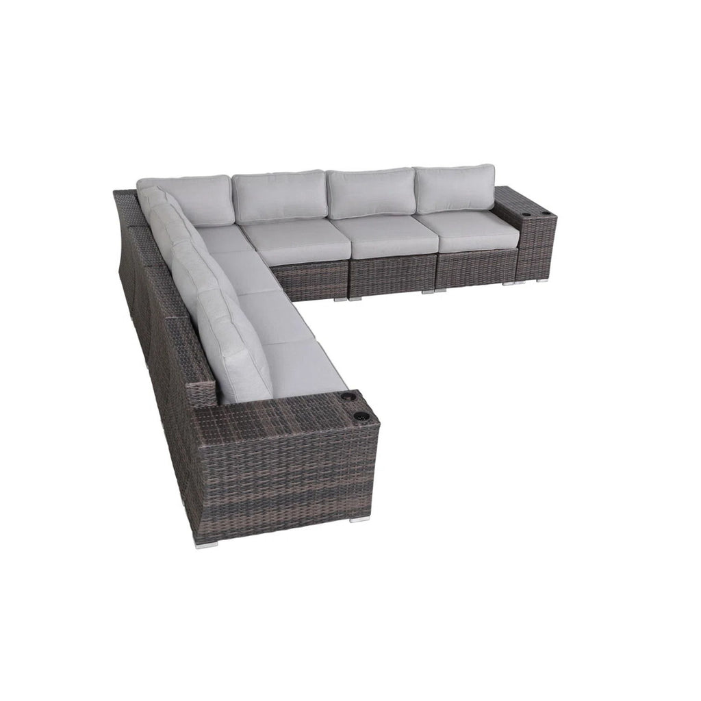Rattan Sectional Sofa Set With Cushions