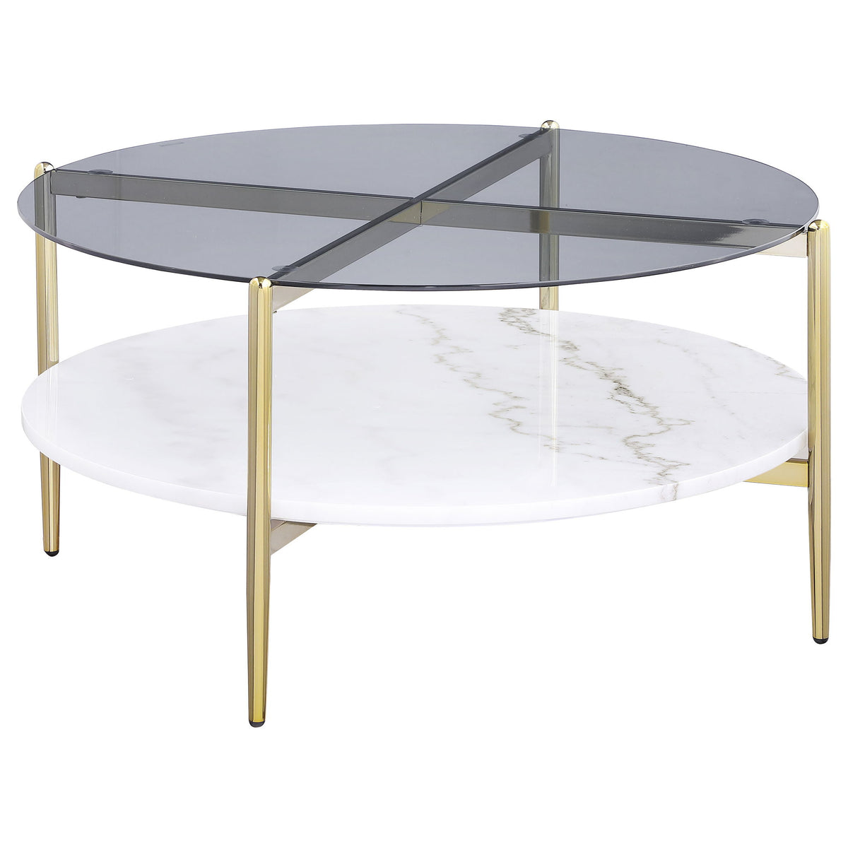 Jackel - 2 Piece Round Coffee And End Table Set - Gold