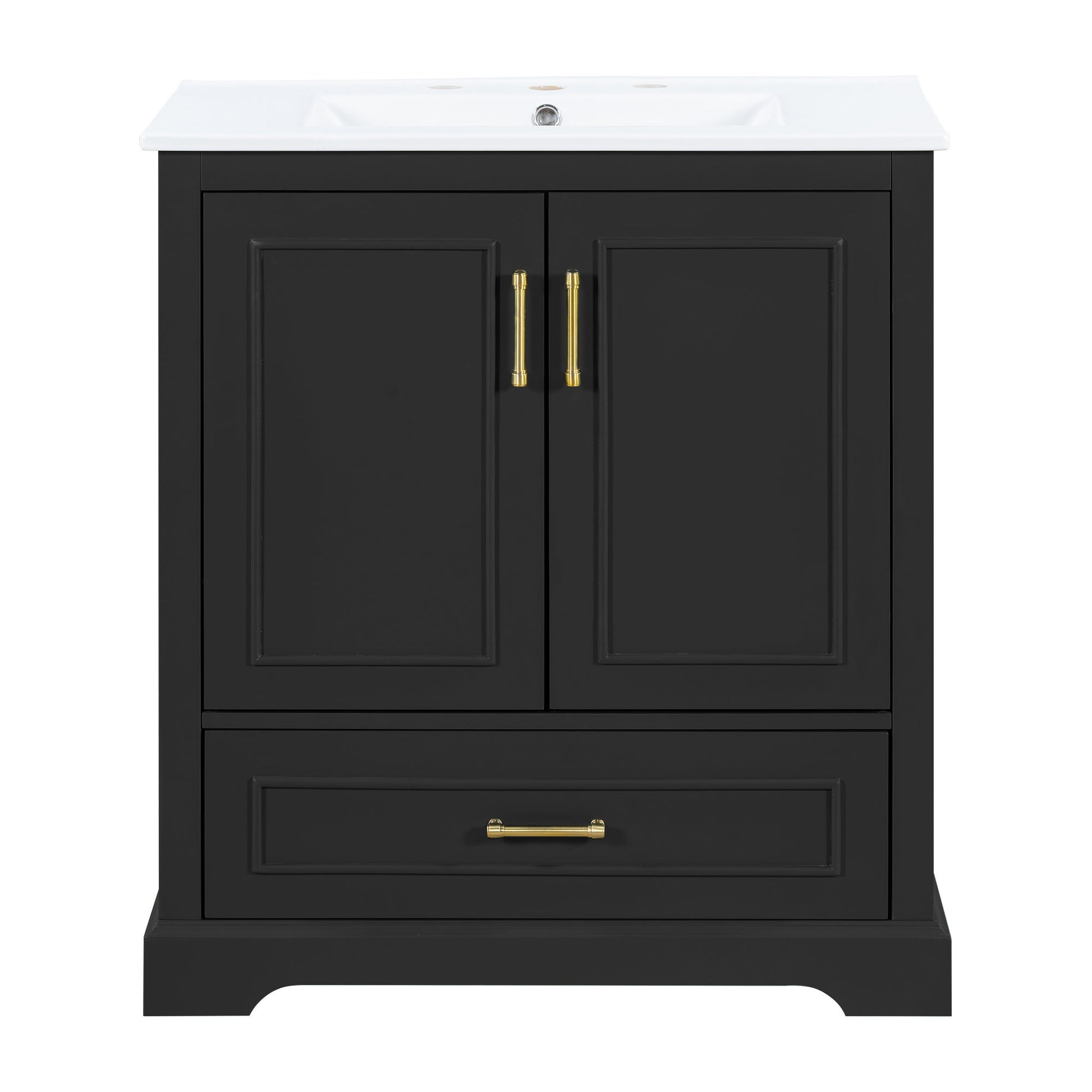 Bathroom Vanity With Sink, 1 Divided Drawer And 2 Soft Close Doors With Double Shelf