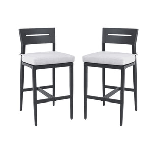 Modern Outdoor Bar Stools With Backrest And Footrest (Set of 2)