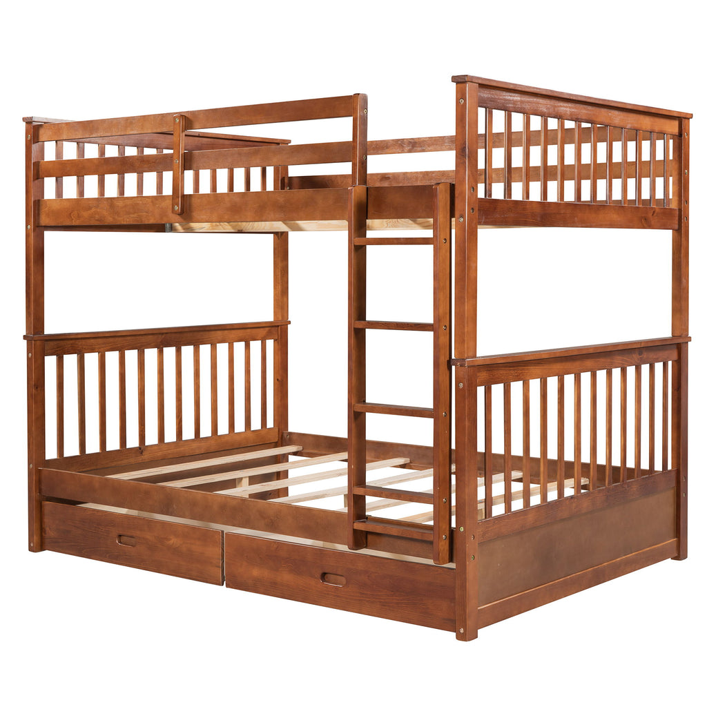 Bunk Bed With Ladders And 2 Storage Drawers