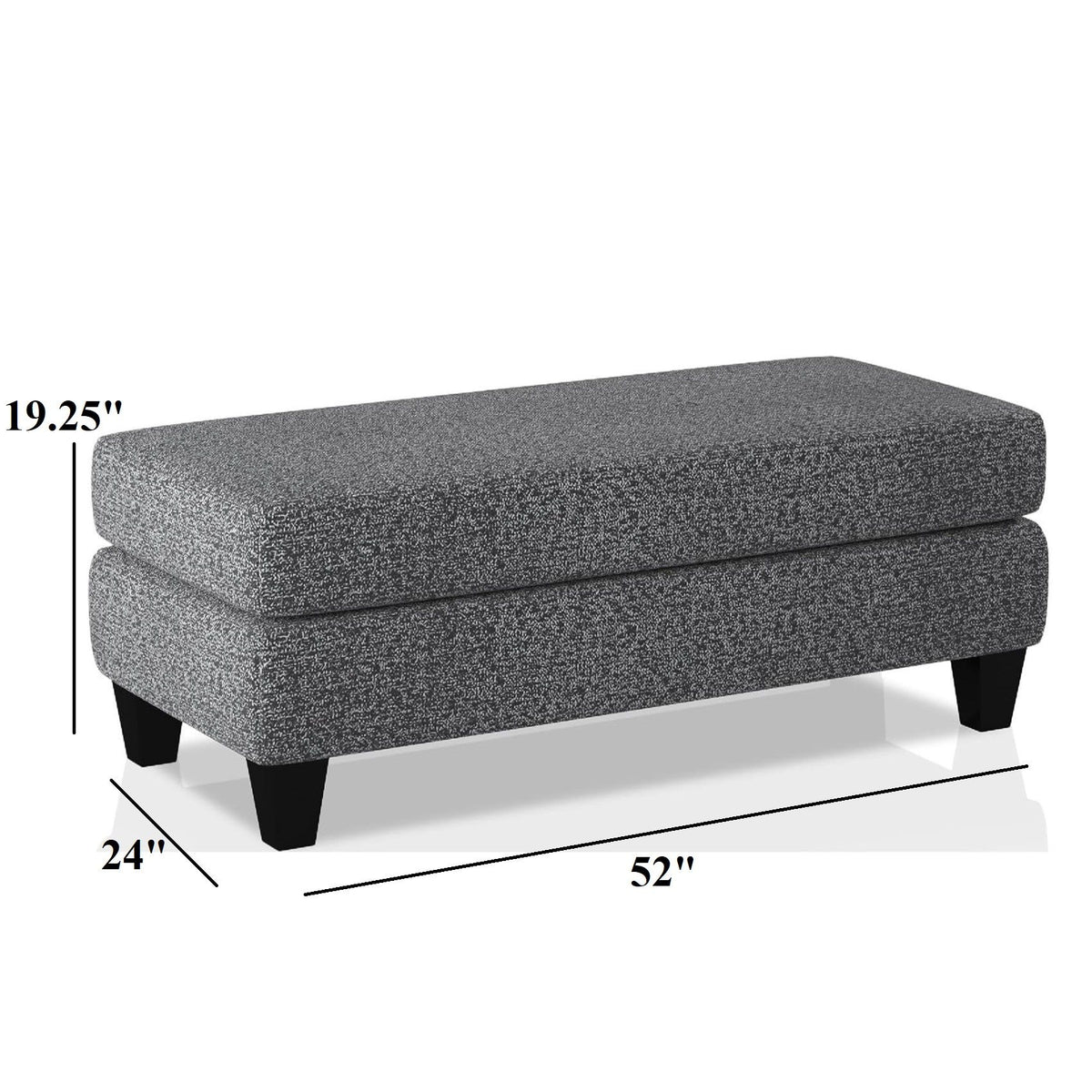 Ottoman With Plush Seat Living Room Furniture - Gray