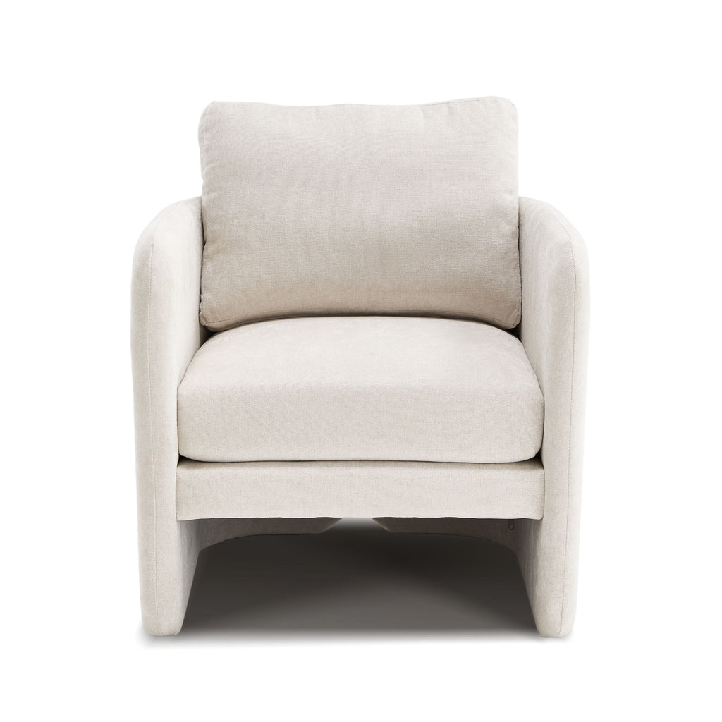 Armchair With Low Profile Curved Frame - Beige