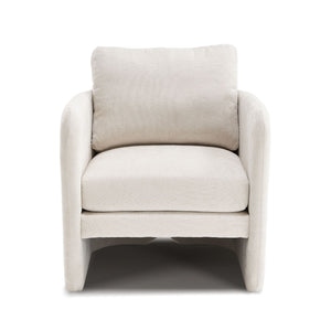 Armchair With Low Profile Curved Frame - Beige