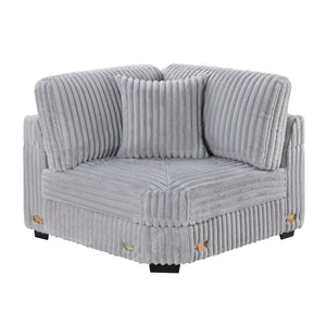 Corner Wedge Chair With Pillow, Living Room Furniture, Soft Upholstered Modular Seating - Gray / Mink