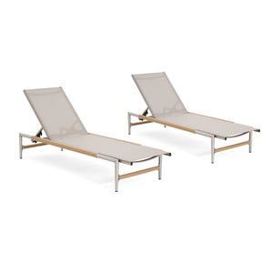 Hargrove - Outdoor Patio Aluminum Chaise Lounge (Set of 2) - Natural / Silver