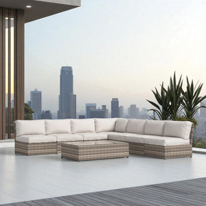 6 Piece Wicker Patio Seating Group With Cushions - Gray Mix