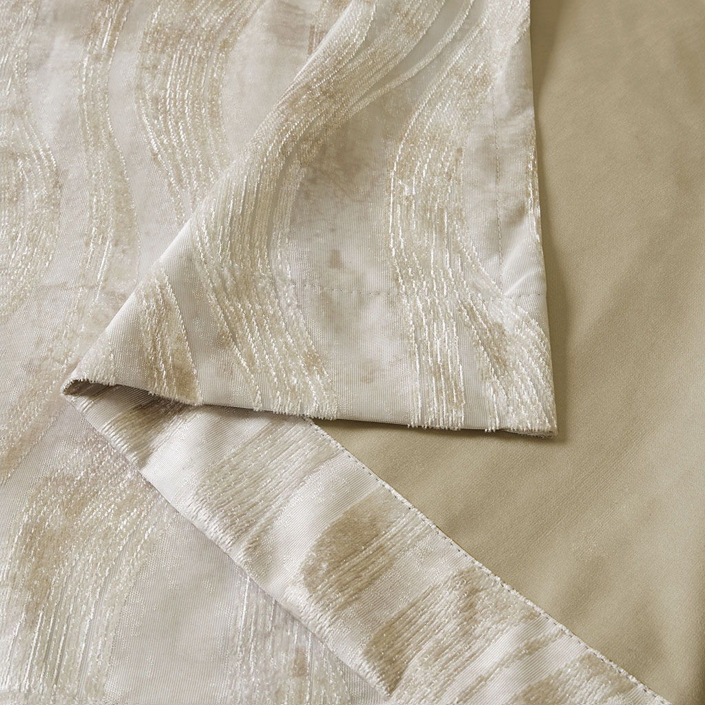 Victorio - 108" Printed Grommet Top Total Blackout Curtain - Ivory