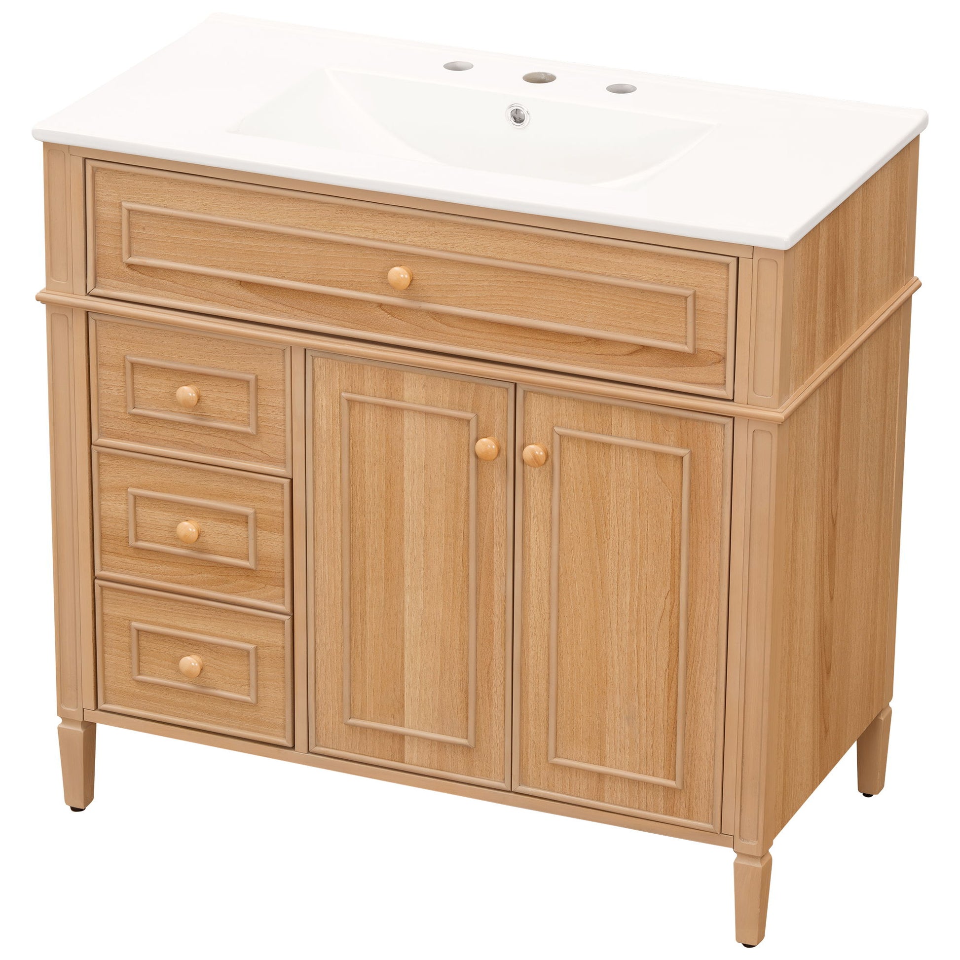 Bathroom Vanity With Sink, 3 Drawers & 2 Doors